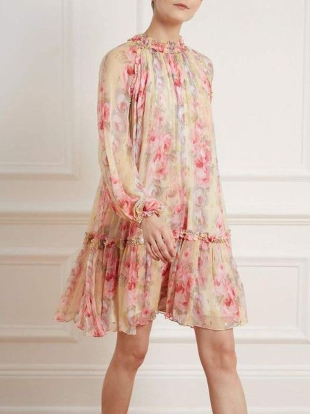 Needle & Thread Ruby Bloom Yellow Mini Dress Size 2